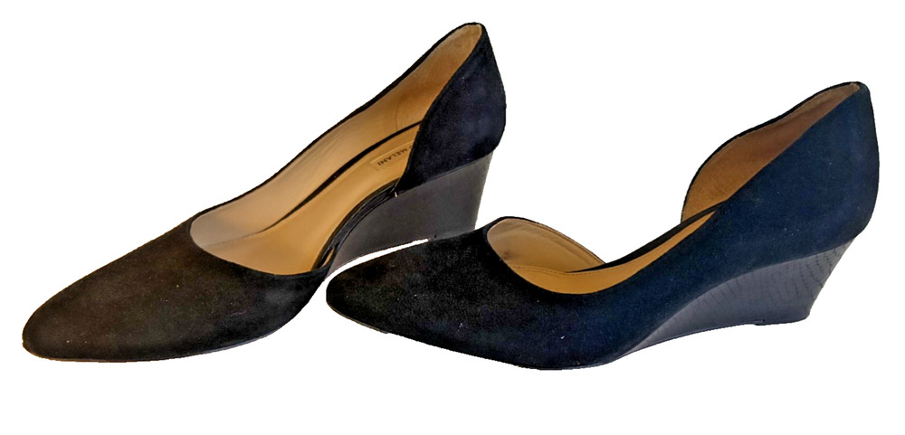 Antonio Melani "Lyeana" Black Suede Snake Skin Print Wedge Heel Women's Size 9